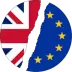 Image of a tear between the UK flag and the Flag of Europe
